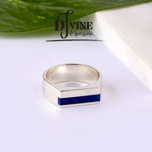 HAND CRAFTED PREMIUM QUALITY SILVER RING FEATURING LAPIS LAZULI GEMSTONE