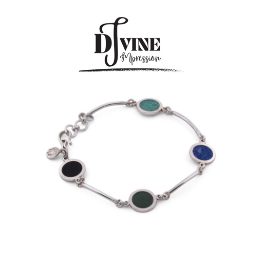 HAND CRAFTED SILVER BRACELET FEATURING ROUGH CITRINE AND SAPPHIRE GEMSTONES