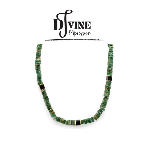 HAND CRAFTED NECKLACE WITH GOLD PLATED LOCK FEATURING AVENTURINE GEMSTONES