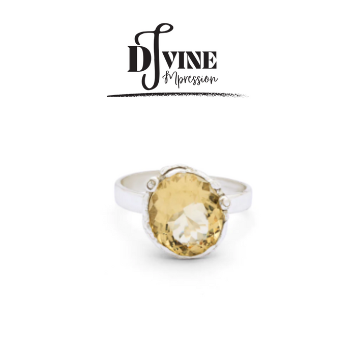 HAND CRAFTED SILVER RING FEATURING CITRINE GEMSTONE
