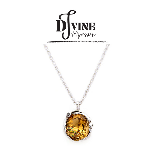 STERLING SILVER HAND CRAFTED NECKLESS FEATURING CITRINE GEMSTONE